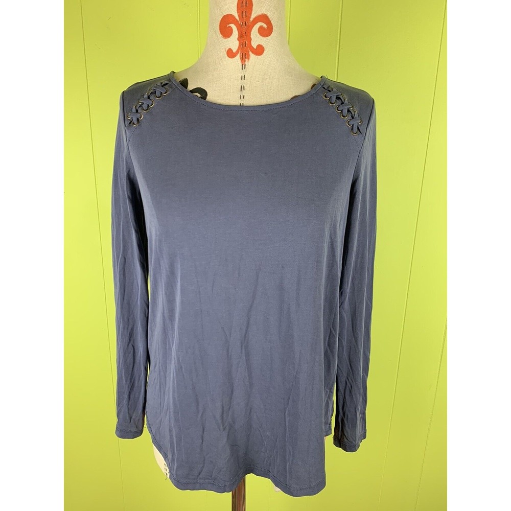 Pink Republic Women's Blouse Medium Blue Navy Long Sleeve